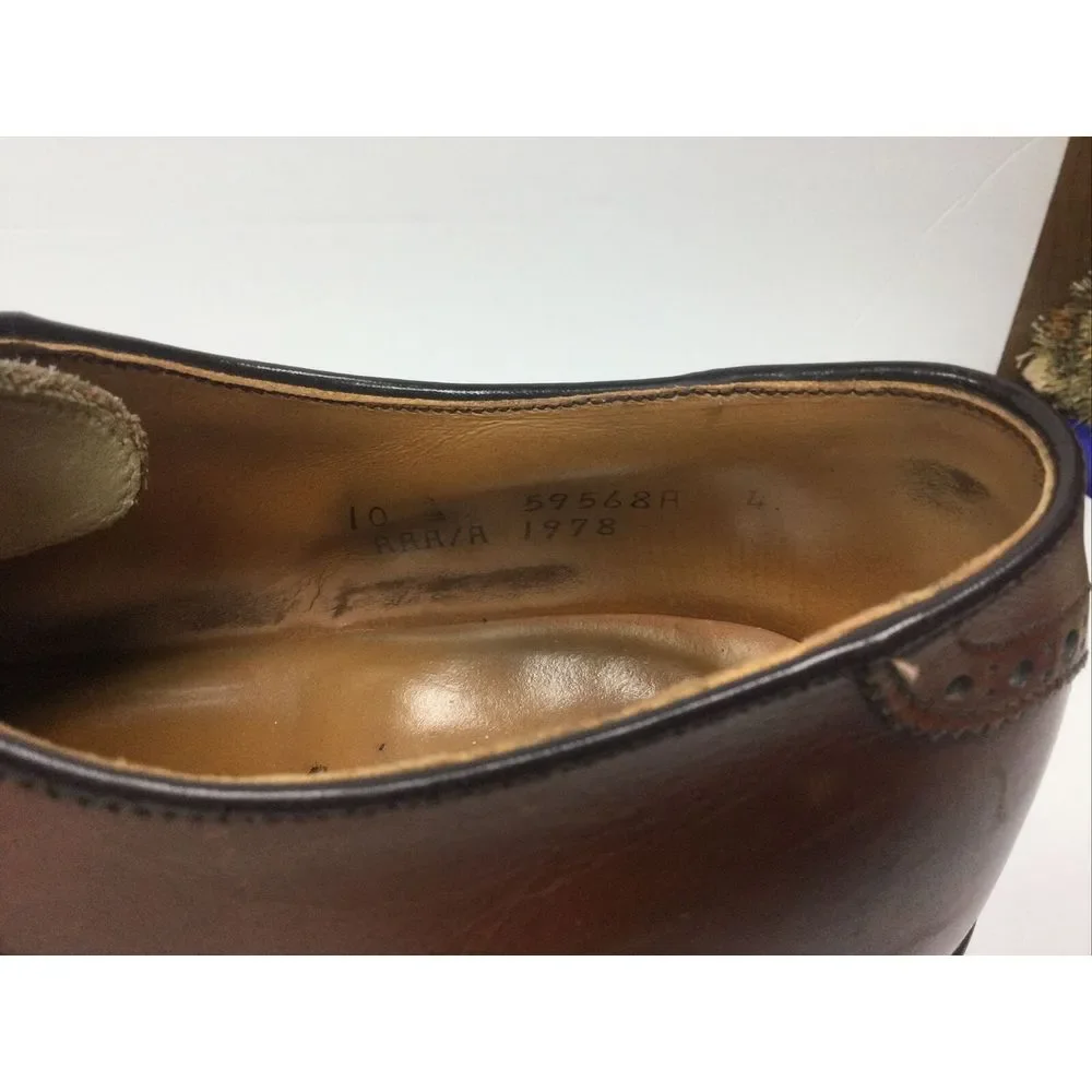 Foot-Joy Classics Mens Sz 10A Chestnut Brown Oxford Leather Brogue Saddle Shoes‎